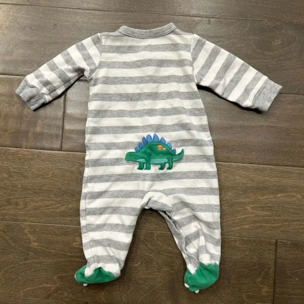 Carter's Dinosaur Sleep & Play Zip Pajama- Gray 3M